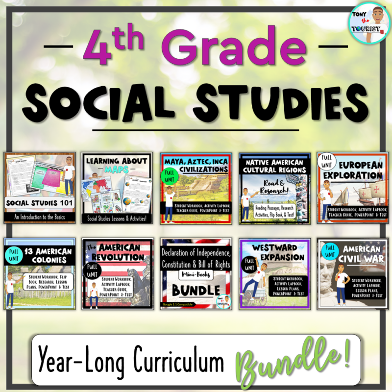 Social Studies Full-Year Curriculum Bundle (Grades 4 & 5). No Prep ...